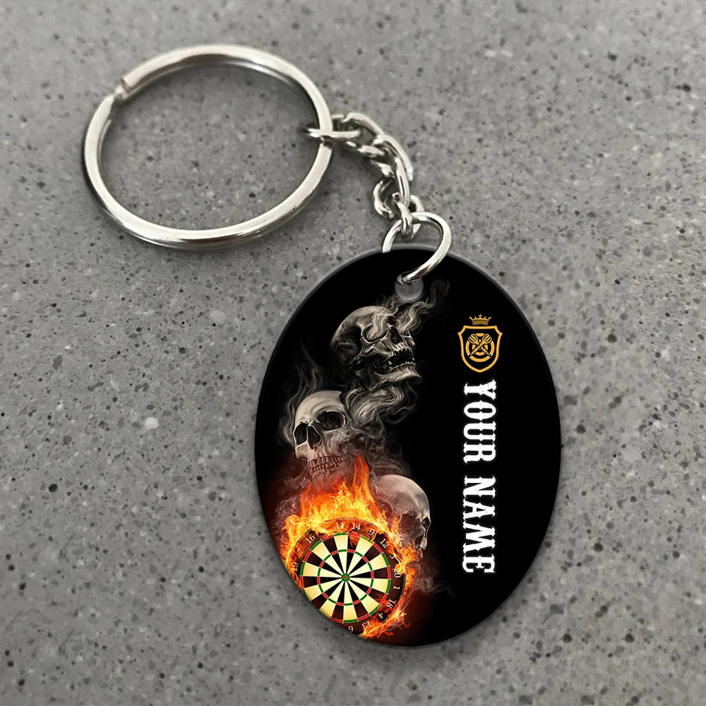 Hello Darkness My Old Friend I've Come To Play With You Again Personalized Name 3D Keychain For Dart Team Player ORN0201