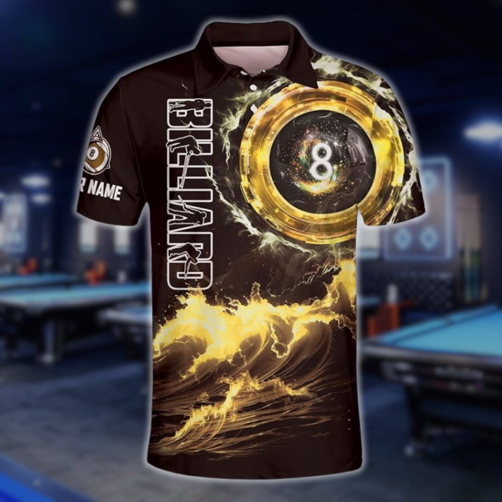 Custom Team Black And Purple 8 Ball Billiard Polo Shirt Mens, Custom 8 Ball Billiard Shirts For Team BLD0080