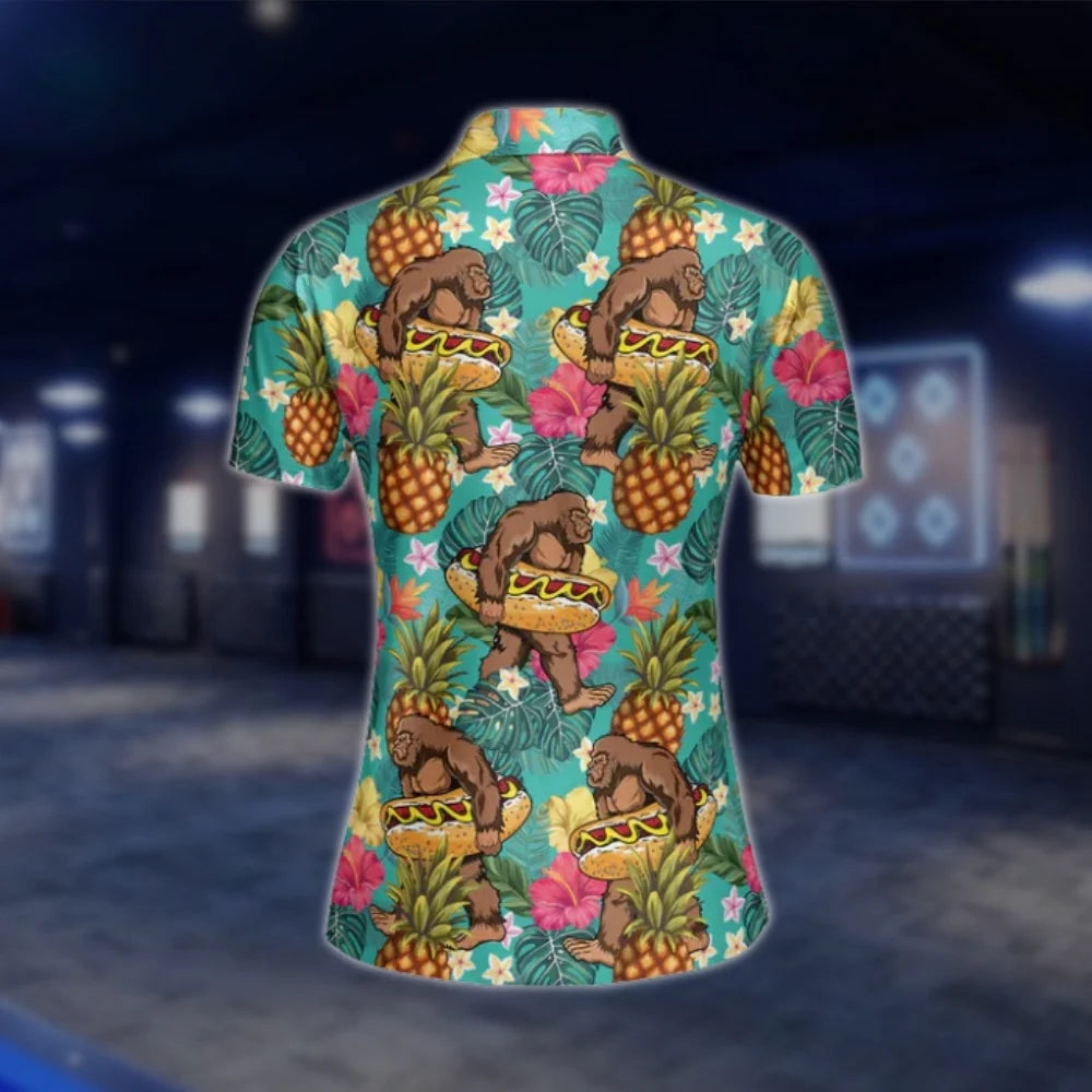 Bigfoot Tropical Golf Polo Shirts For Women, Ladies Bigfoot Golf Shirts GOF0283