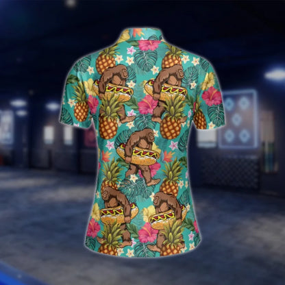 Bigfoot Tropical Golf Polo Shirts For Women, Ladies Bigfoot Golf Shirts GOF0283