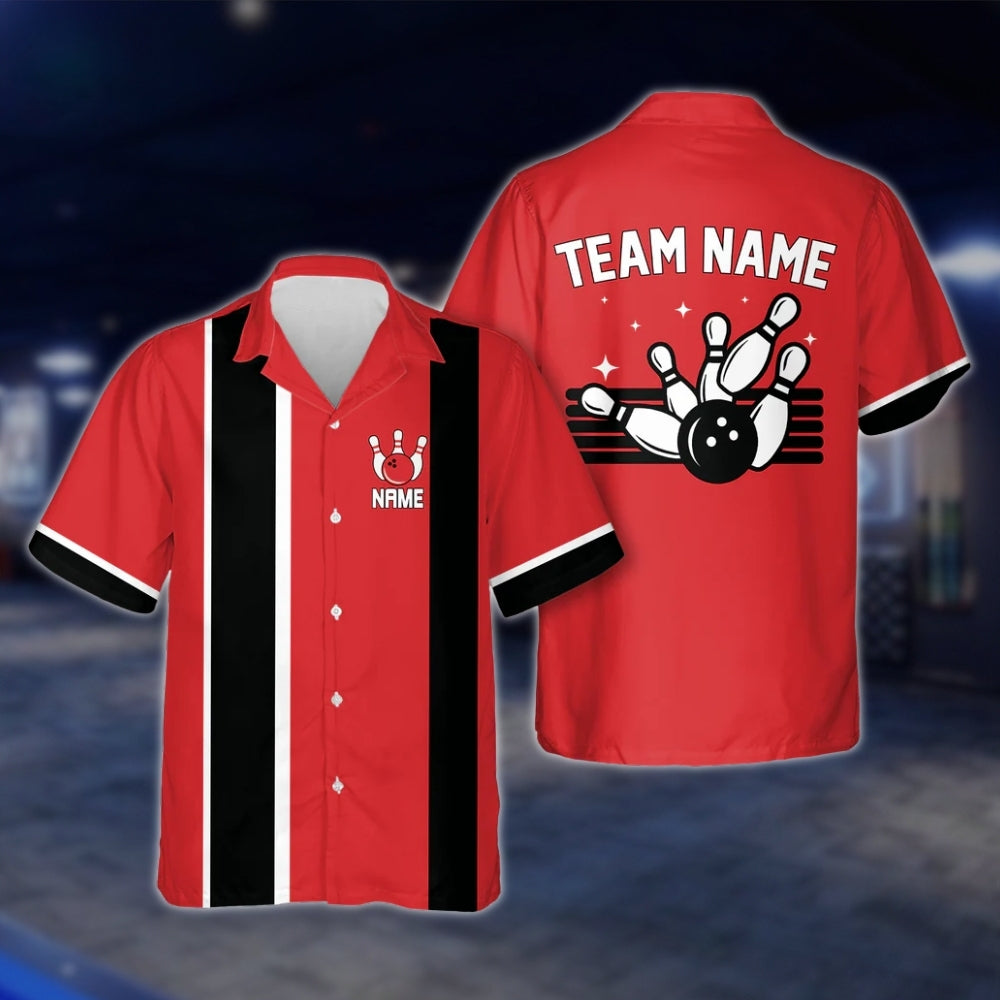 Purple And Black Custom Mens Vintage Bowling Hawaiian Shirt, Custom Vintage Bowling Team Shirts BE0054 BOW0360