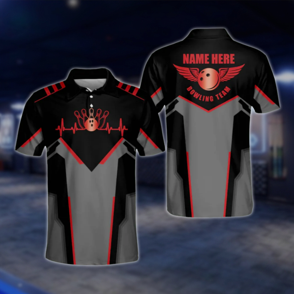 Personalized Black Purple Polo Bowling Team Shirts Men, Custom Bowling Shirts BM0010 BOW0494