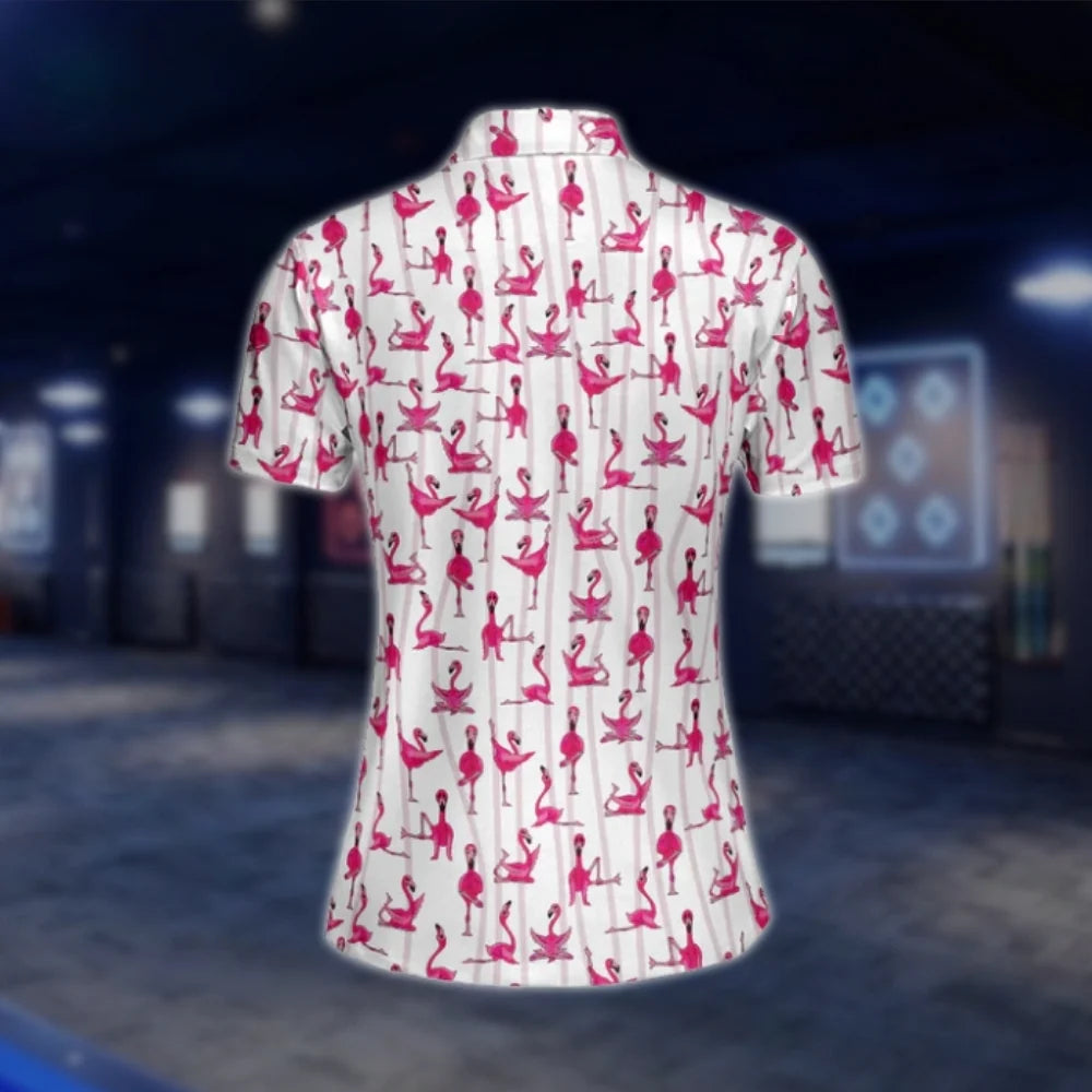 Pink Flamingo Golf Polo Shirts For Women, Women's Flamingo Golf Shirts GOF0292