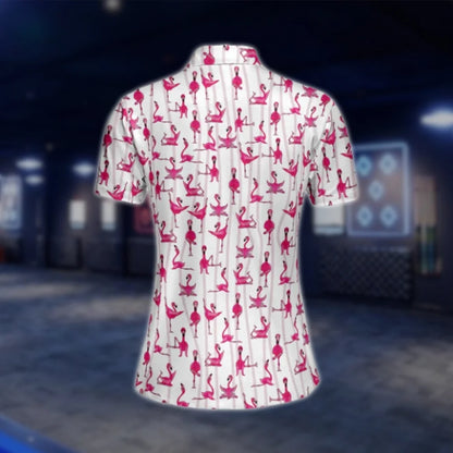 Pink Flamingo Golf Polo Shirts For Women, Women's Flamingo Golf Shirts GOF0292