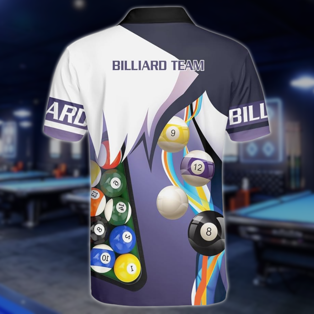 Purple And White Custom Team Billiard Jersey For Mens, Custom Pool Billiard Shirts BLD0215
