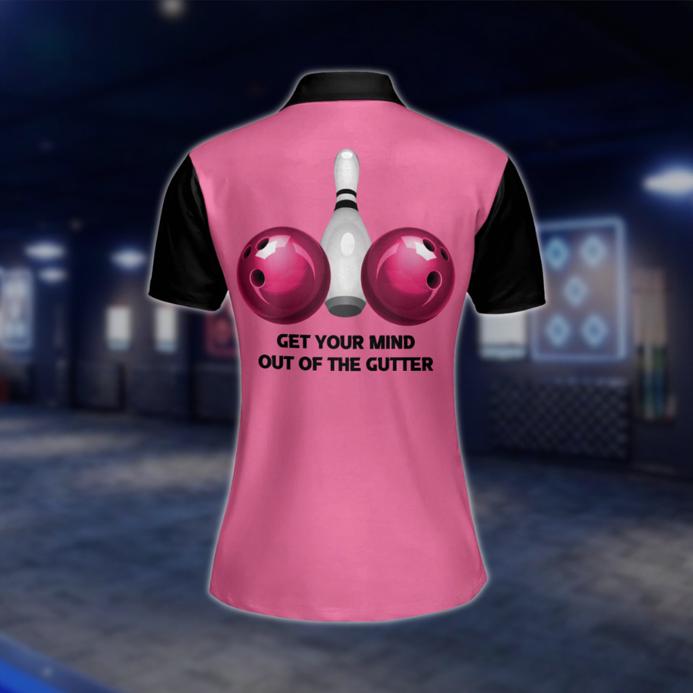 Custom Womens Pink And White Bowling Polo Shirt, Custom Name Bowling Shirts For Ladies BE0018 BOW0274