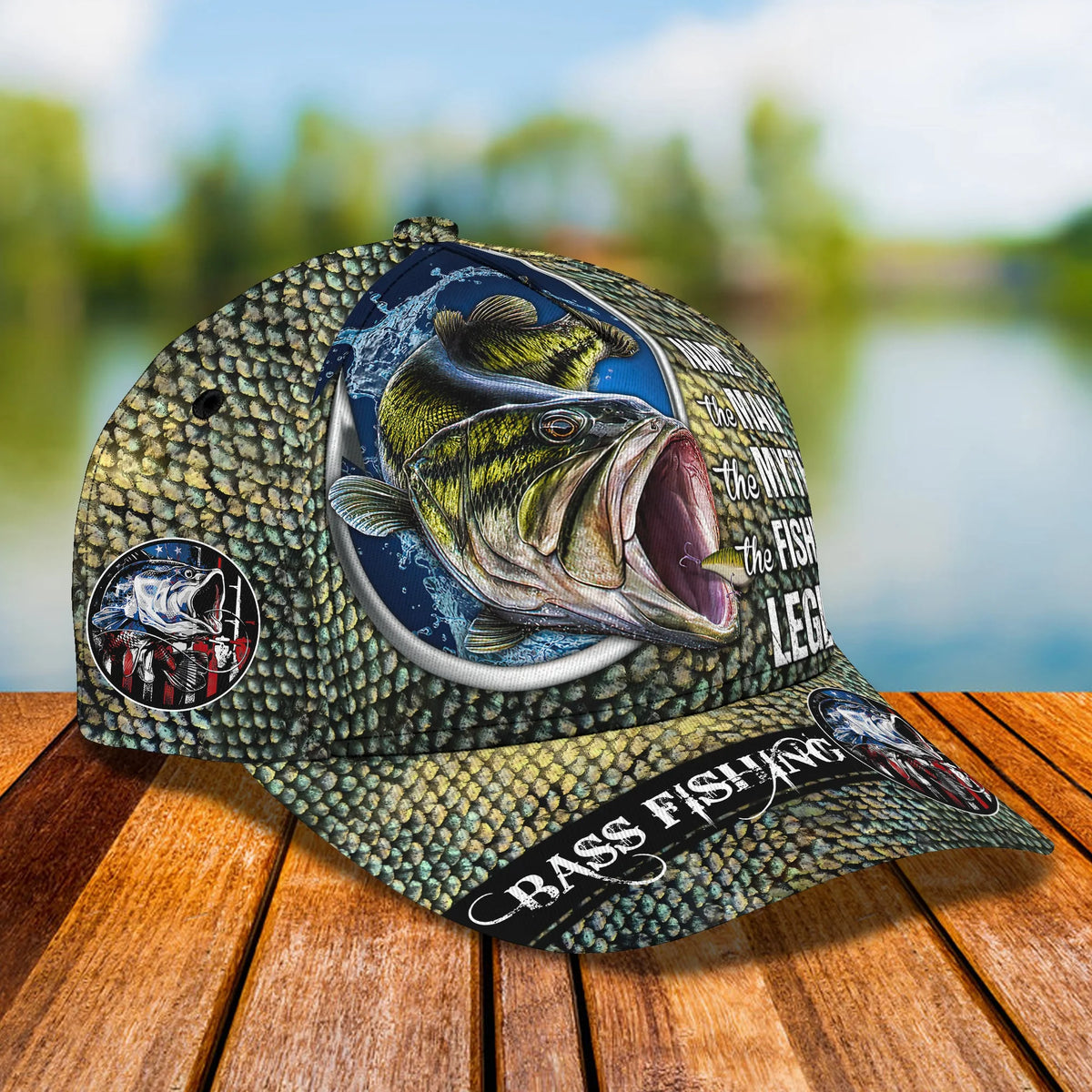 Bass Fishing - Personalized Name Cap FISH0244