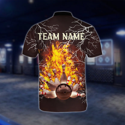 Fire Thunder Custom Bowling Jersey For Mens, Custom Flame Bowling Shirts For Team BZ0126 BOW0459