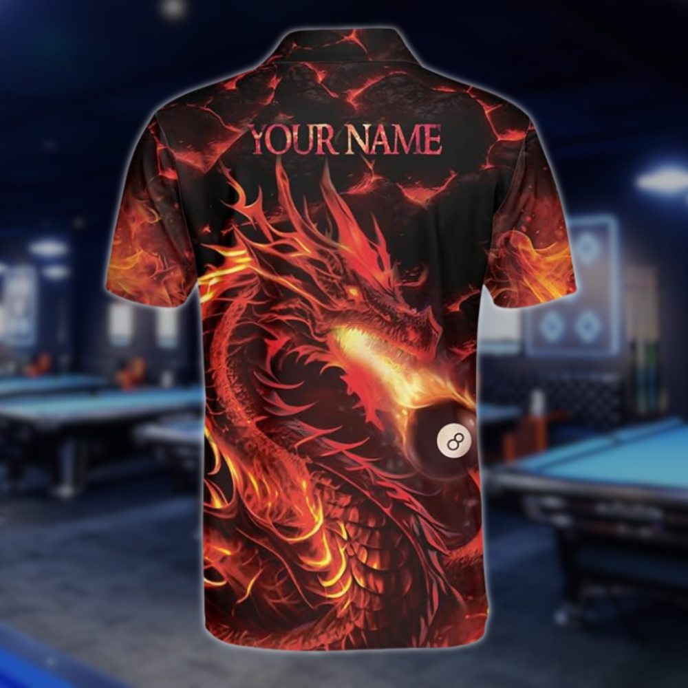 Custom Dragon 8 Ball Billiard Polo Shirt Mens, Custom Dragon Billiard Team Shirts BLD0109