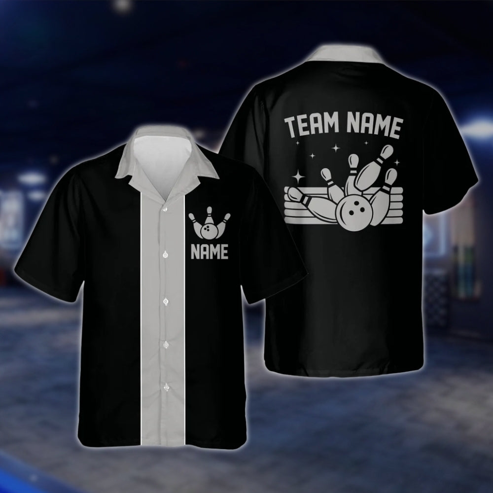 Custom Black And Red Vintage Bowling Hawaiian Shirt For Men Women, Custom Team Vintage Bowling Shirts BE0011 BOW0368