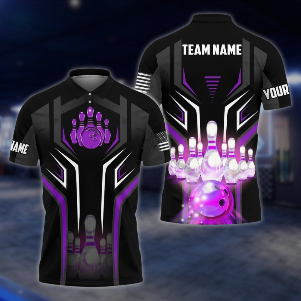 Personalized Black And Red Bowling Team Polo Shirt For Mens, Custom Bowling Shirt BZ0865 BOW0081