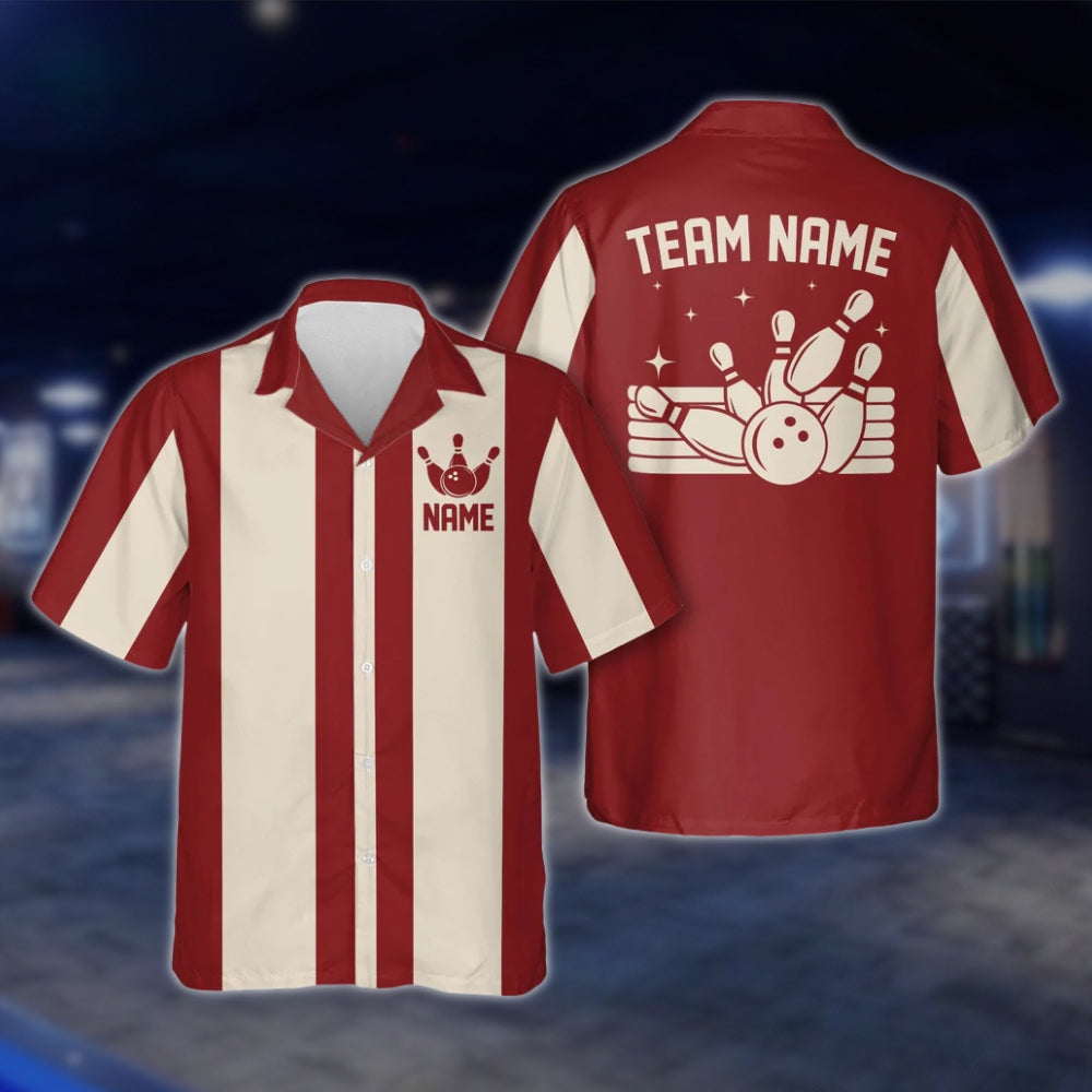 Custom Vintage Bowling Hawaiian Shirt For Men And Women, Black And Beige Custom Vintage Bowling Team Shirts BE0005 BOW0353