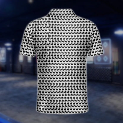 Black Cat Pattern Golf Polo Shirt For Men, Cat Golf Shirts GOF0048