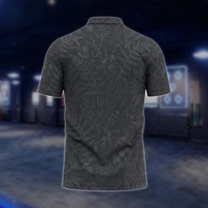 Black Tropical Golf Polo Shirt For Men, Tropical Golf Shirts GOF0060