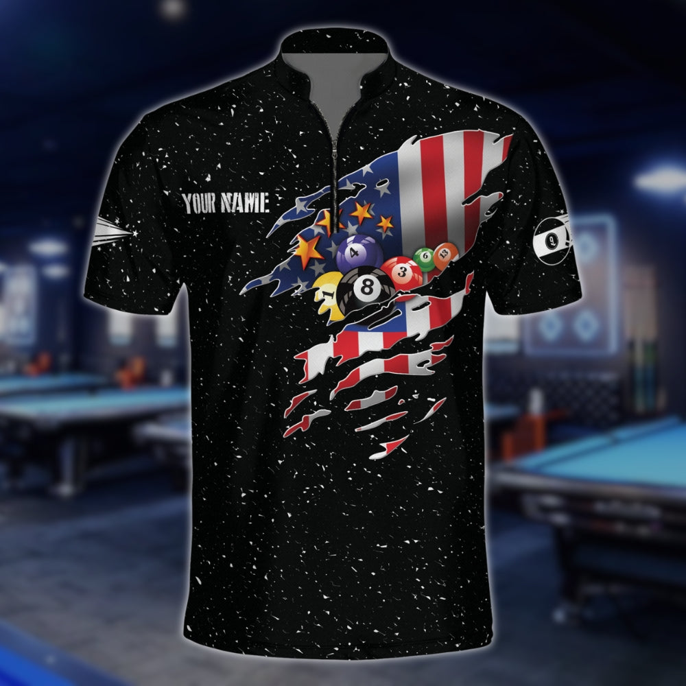 Custom American Flag Eagle Billiard Jersey For Mens, Custom Patriotic Team Billiard Shirts BLD0149
