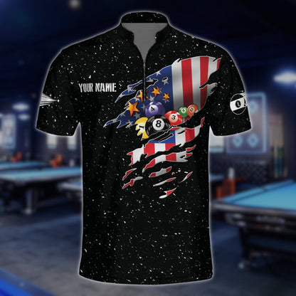 Custom American Flag Eagle Billiard Jersey For Mens, Custom Patriotic Team Billiard Shirts BLD0149