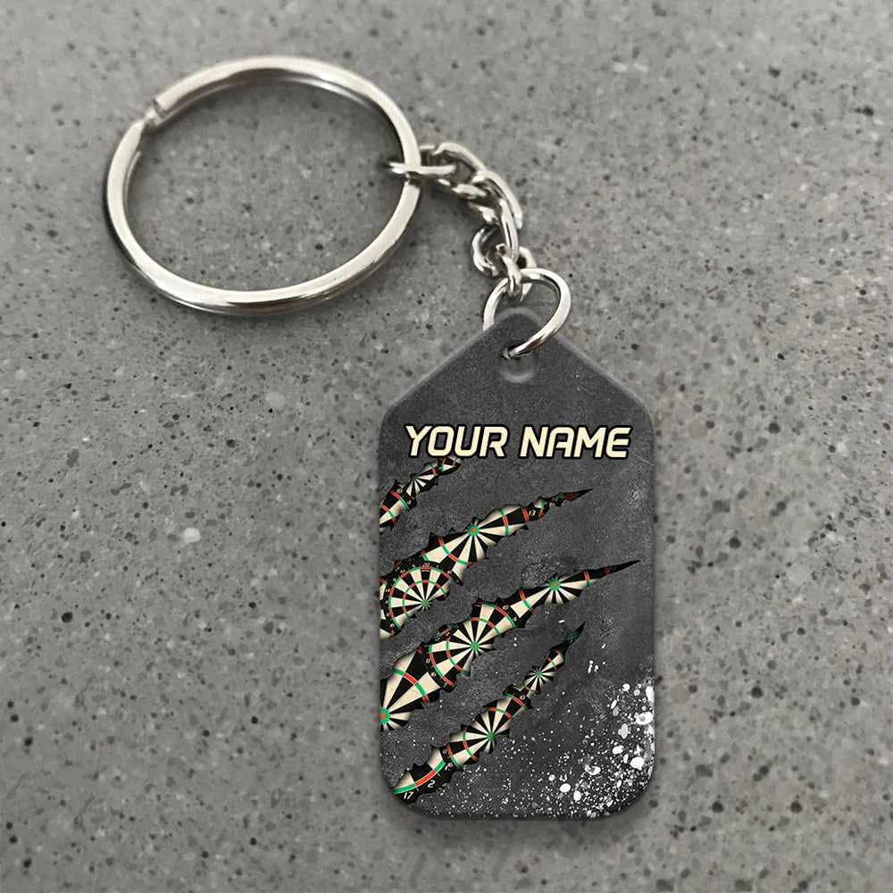 Thunder Dartboard Personalized Name 3D Viking And Darts Keychain For Dart Team Player 02 ORN0180