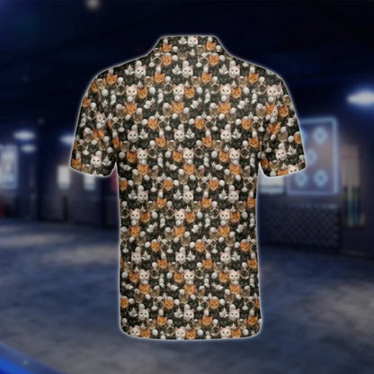 Men's Cute Cat Golf Polo Shirt, Cat Lover Golf Shirt GOF0058
