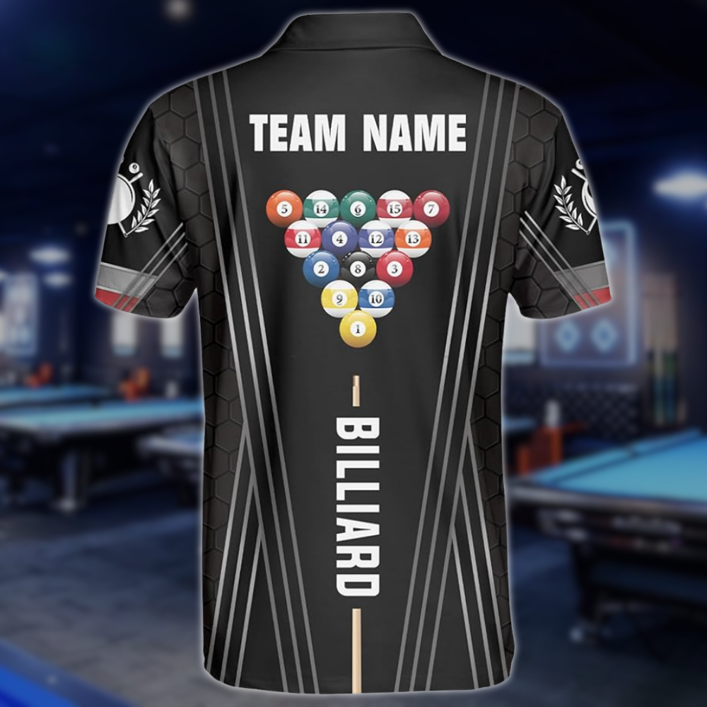 Custom Team Black Billiard Polo Shirt For Mens, Custom Billiard Shirts BLD0025