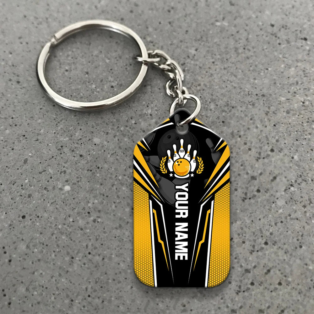 Yellow Bowling You Don't Have To Be Crazy Personalized Name 3D Keychain Gift For Bowler ORN0190
