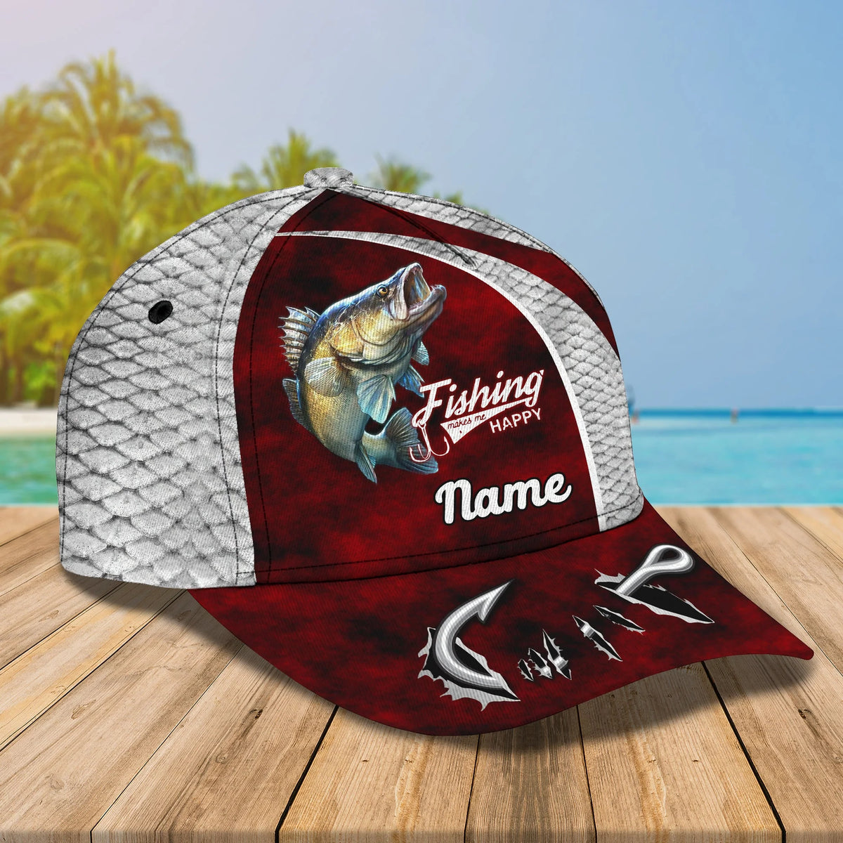 Walleye Fishing 13 - Personalize Name Cap  - Loop - Ntp-170 FISH0050