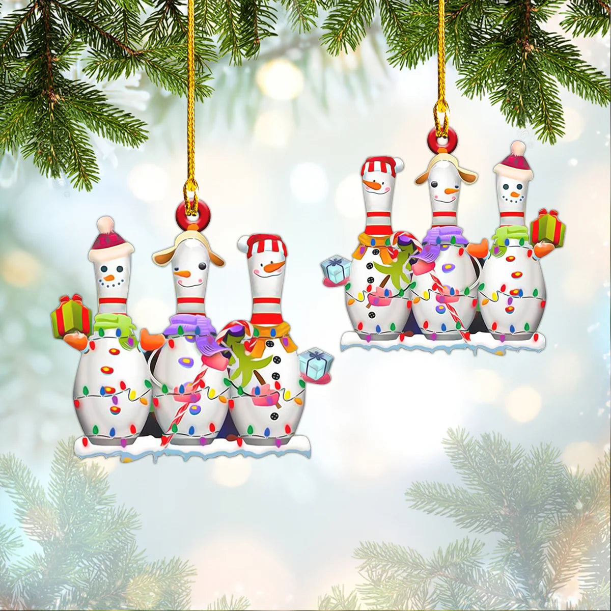 Good Looking Bowling Christmas Round Souvenirs Acrylic Christmas Tree Decoration ORN0091