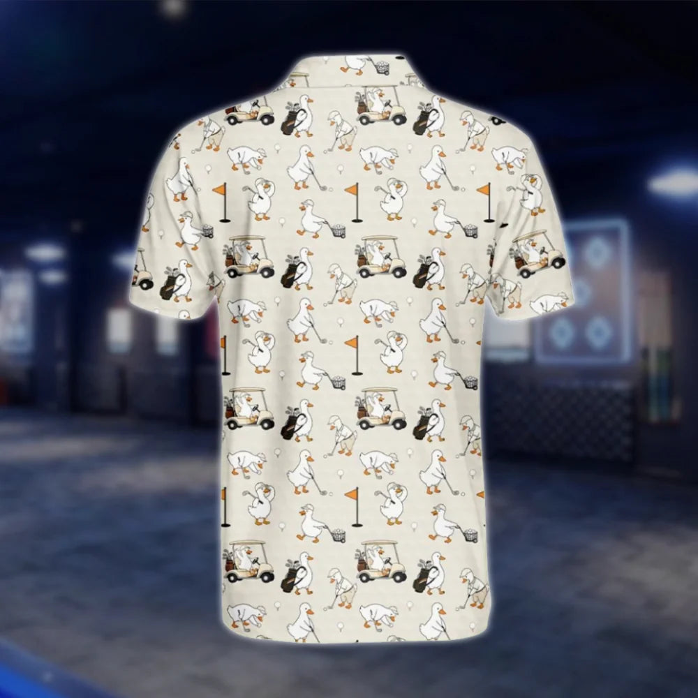 Funny Goose Duck Golf Polo Shirt For Men, Goose Golf Shirts GOF0079