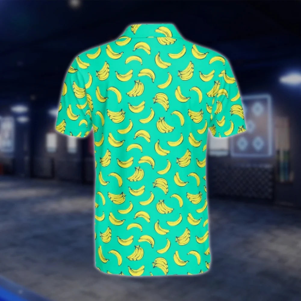 Banana Green Yellow Golf Polo Shirt For Men, Banana Golf Shirt GOF0129
