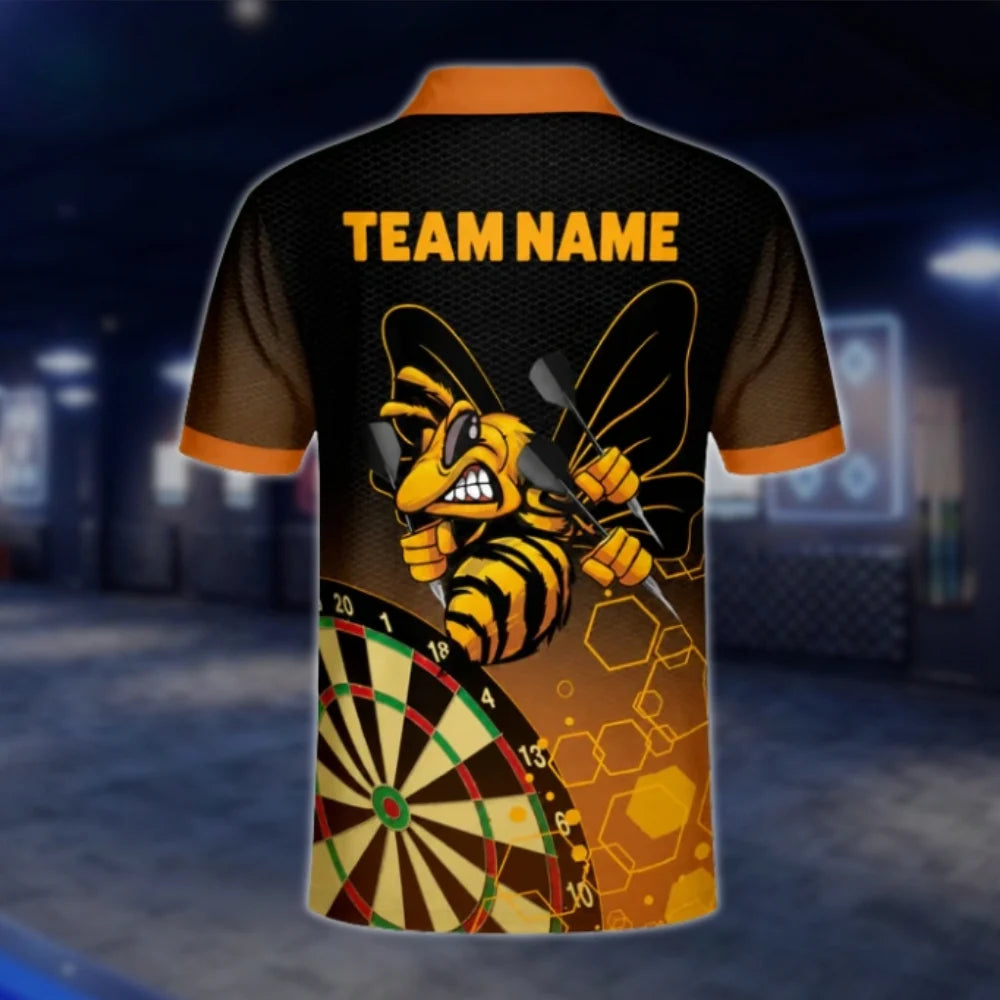 Custom Bee Orange Dart Polo Shirt For Men, Custom Bee Dart Team Shirts DAT0258