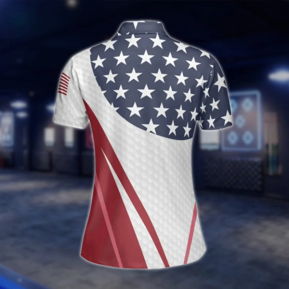 Custom American Flag Womens Red White And Blue Golf Polo Shirts, Custom Patriotic Golf Shirts Women GOF0296
