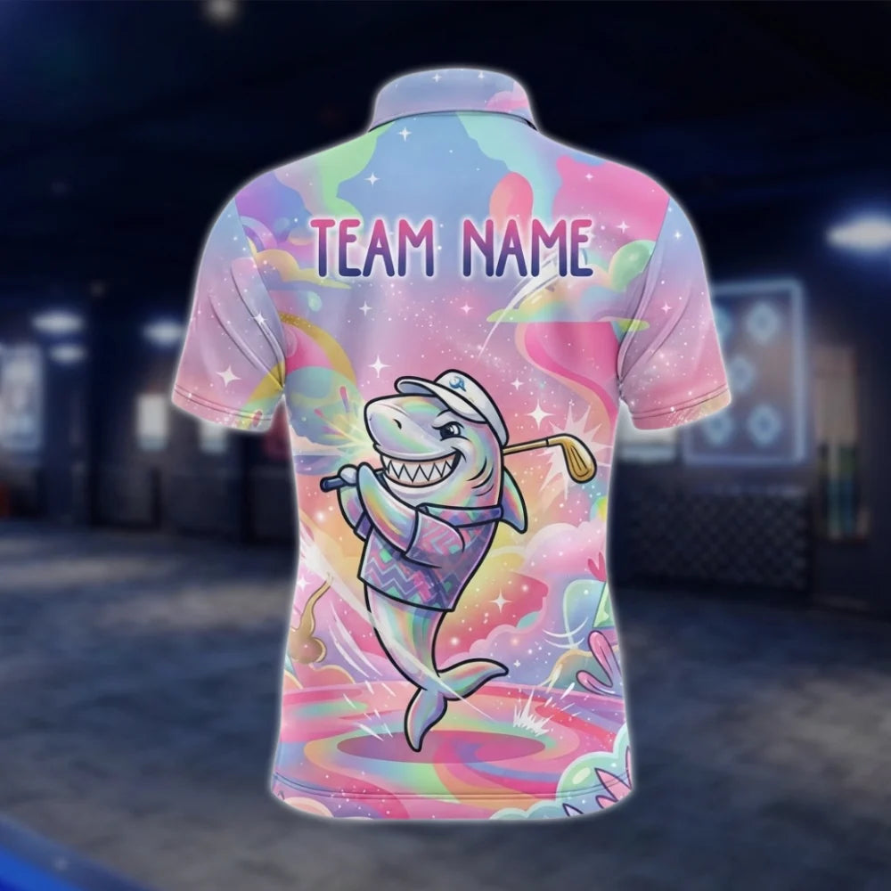 Personalized Dolphin Womens Pink Golf Polo Shirt, Custom Dolphin Golf Team Shirt Ladies GOF0014