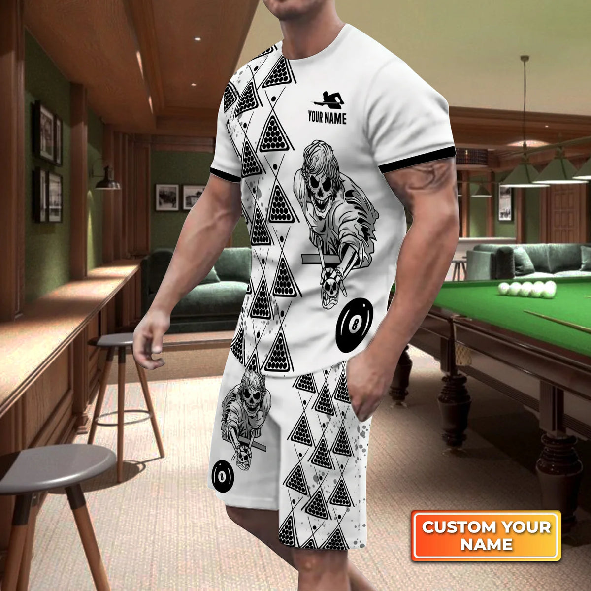 If I Die Bury Me With My Billiards Club Custom Name 3D Short Sleeve T-Shirt Men's Board Shorts ORN0296