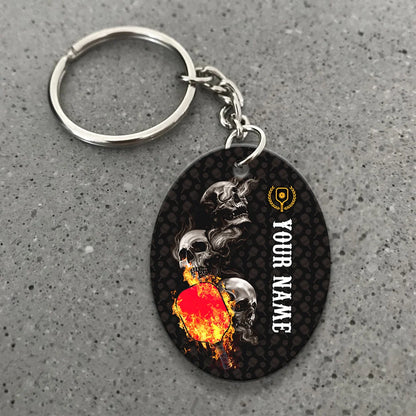 Pickleball Skull Hello Darkness My Old Friend Personalized Name 3D Keychain Gift For Pickleball Player ORN0199