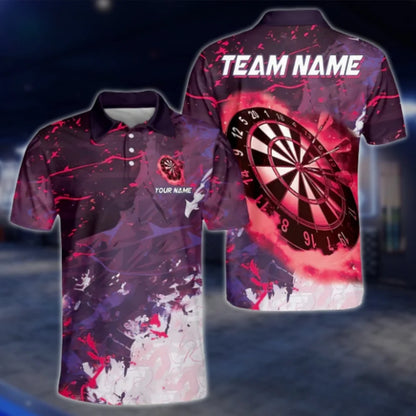 Custom Team Blue Grunge Dart Polo Shirt, Custom Dart Shirts DAT0442