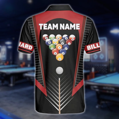 Custom Black And Red Billiard Team Polo Shirt For Mens, Custom Billiard Shirts BLD0078