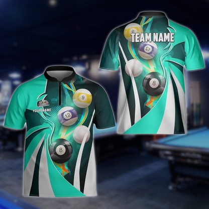 Custom Green White Billiard Team Jersey For Men, Custom Billiard Shirts BLD0219