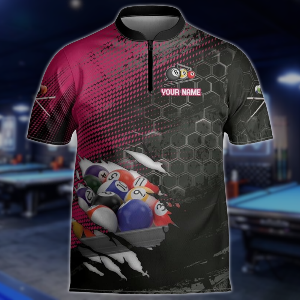 Custom Team Grunge Navy Black Billiard Jersey For Mens, Custom Pool Billiard Shirts BLD0235