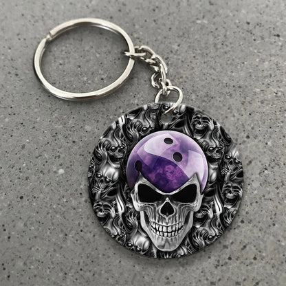 Purple Skull Bowling Ball Keychain ORN0161