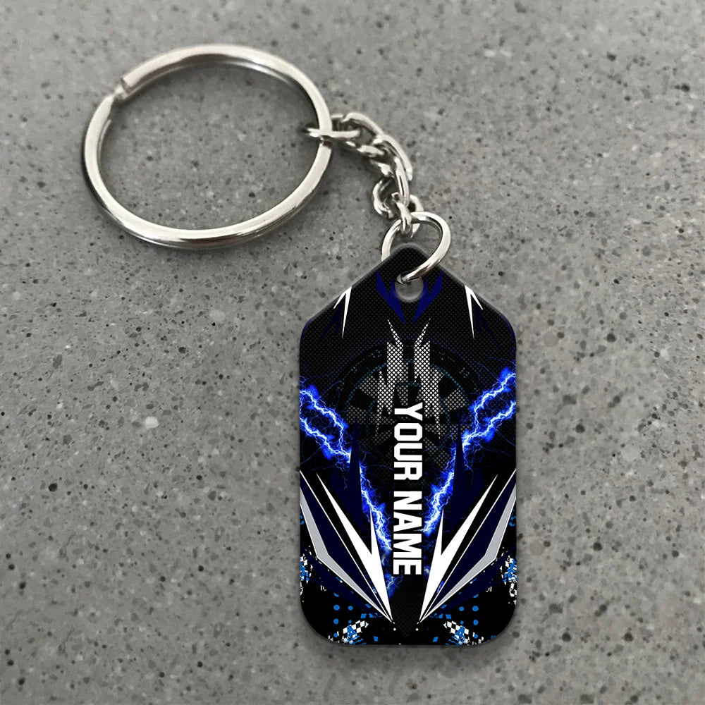 Bullseye Dartboard Thunder Personalized Name 3D Viking And Darts Keychain For Dart Team Player ORN0158