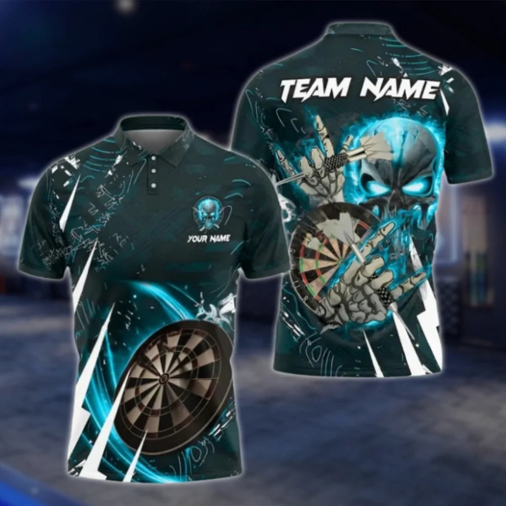 Custom Skeleton Dart Polo Shirt For Men, Custom Skull Darts Team Shirts DAT0432