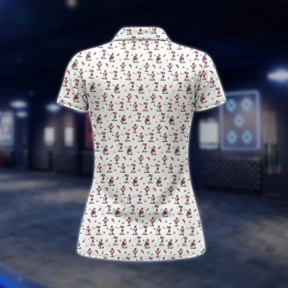 Funny Flamingo Golf Polo Shirt For Ladies, Womens Flamingo Golf Shirts GOF0053