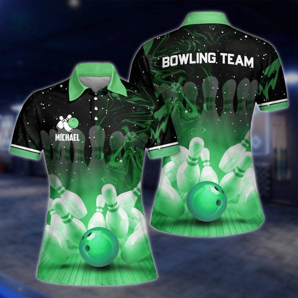 Custom Team Purple Black Bowling Womens Polo Shirt, Custom Bowling Team Shirt Ladies BZ0162 BOW0239