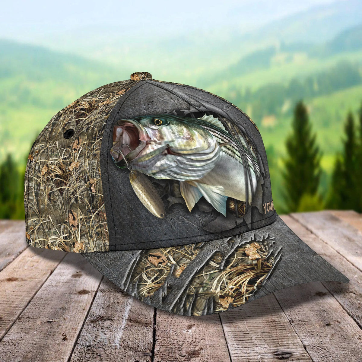 Fishing Camo - Personalized Name Cap - Pth98 FISH0046