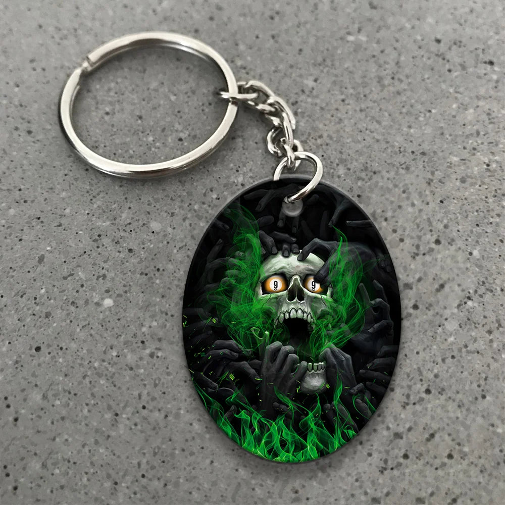Skull Billiard 8-Ball Pool Player Old Men Personalized Name Keychain For Billiard Players ORN0238