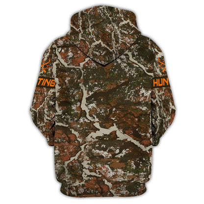 Hunting Personalized Name 3D Zipper Hoodie Deer Hunter Shirt HNT0129