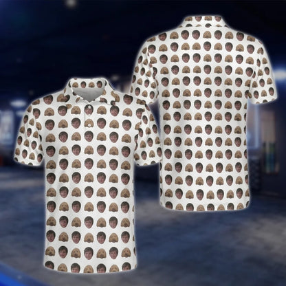 Custom Face Pattern Golf Polo Shirts For Men, Custom Photo Golf Shirts GOF0182