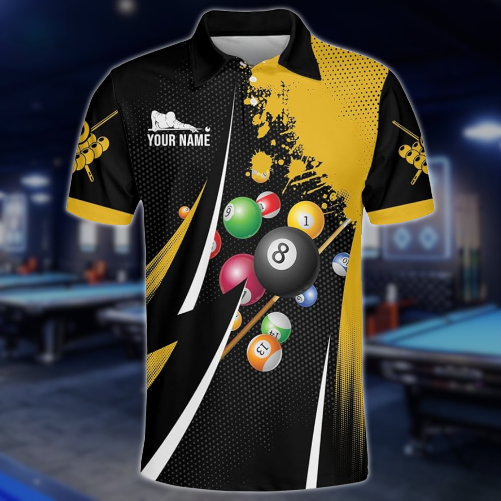 Custom Black And Red Billiard Team Polo Shirts For Mens, Custom Billiard Pool Players Shirts BLD0261