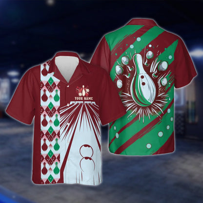 Custom Retro Red White Blue Hawaiian Bowling Shirt For Men Women, Custom Retro Bowling Shirts BE0009 BOW0351