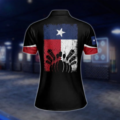 Women's Custom Texas Flag Bowling Polo Shirt, Custom Texas Bowling Shirts For Ladies BW0131 BOW0214