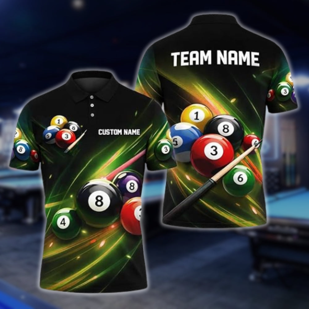 Custom Team Lightning Purple Billiard Polo Shirt For Men, Custom Billiard Shirts BLD0048